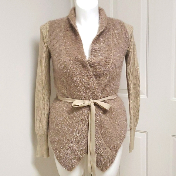 Gold and Taupe Lame Cardigan - Picture 1 of 6